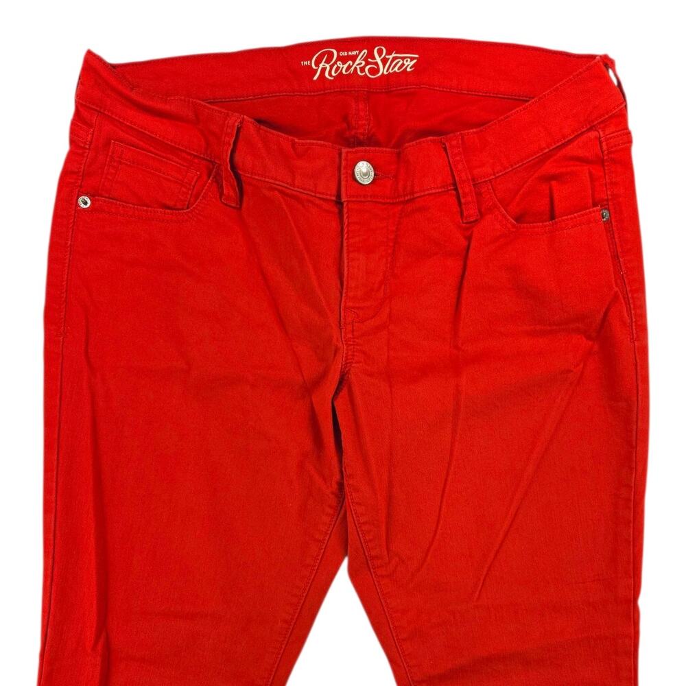 Old Navy | Bright Red-Rockstar Denim Leggings| Size 14 - Picture 2 of 5